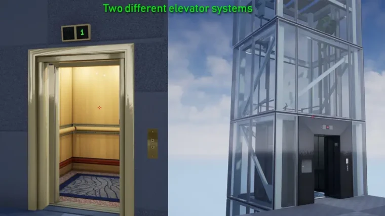 Two Elevator Systems (Glass Framed/Enclosed)
