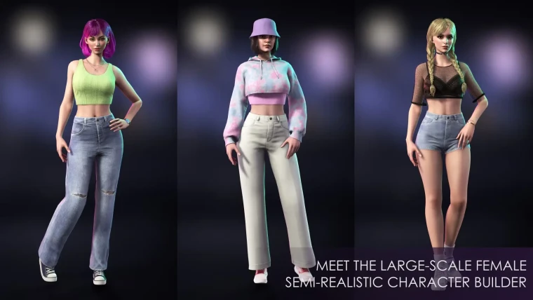 Casual Wear Girls Pack 1 - Streetwear Modern Realistic Stylized Woman Character