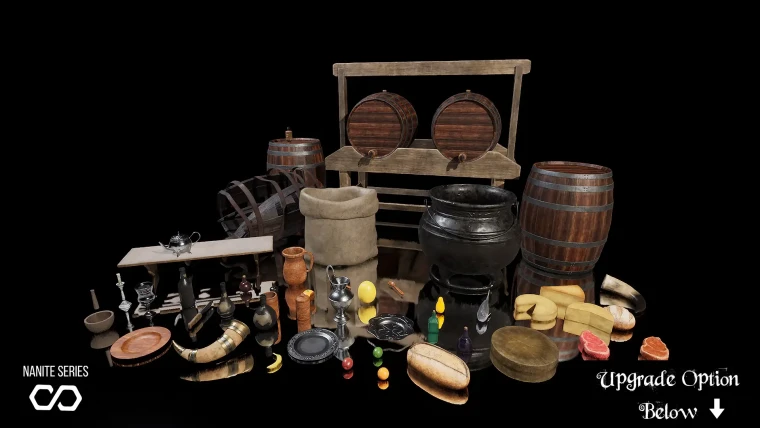 (Nanite) Medieval Food & Dining Kit - Food Props (Food, Medieval Props, Kitchen)