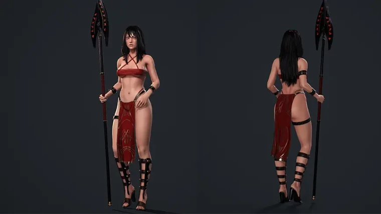 Amazon Female Warrior, Native Knight Realistic Girl MMORPG Stylized Character Amazon Female Warrior, Native Knight Realistic Girl MMORPG Stylized Character