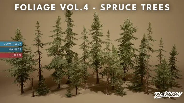 Foliage VOL.4 - Spruce Trees (Nanite and Low Poly)