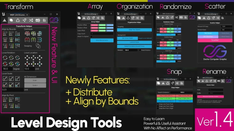 Level Design Tools - DrCG Assistant Helper Toolkit (Distribute, Align, Array)
