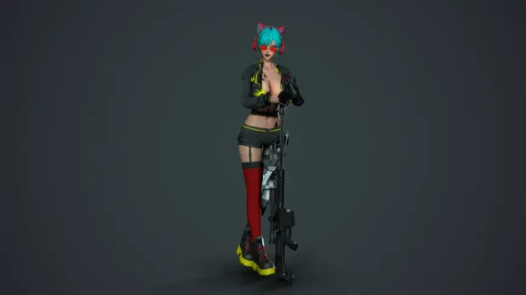 Cyberpunk Sniper Girl