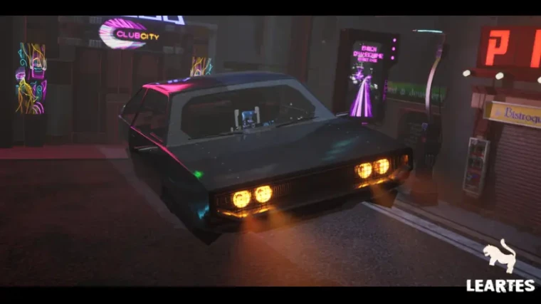 Driveable / Animated Retro Cyberpunk Hover Car 02