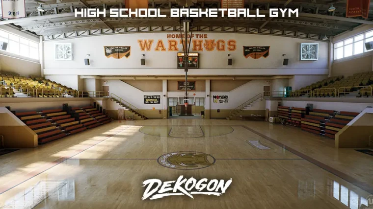 High School Basketball Gym - (Day/Night/Afternoon/Midnight Lighting)