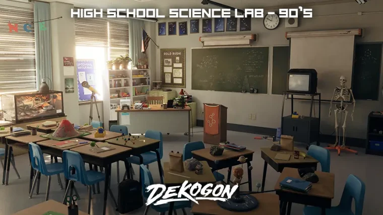 High school Science Lab Classroom - 90's themed (Day/Night Lighting)