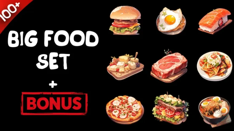 Big 2D Food Set + Bonus
