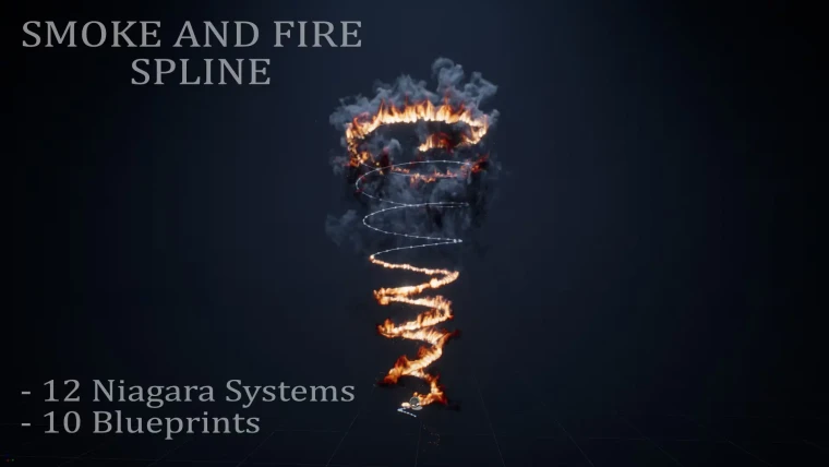 Smoke and Fire Spline Niagara Fluids