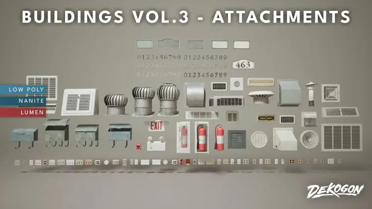 Buildings VOL.3 - Attachments (Nanite and Low Poly)