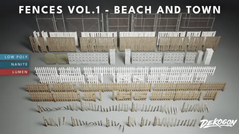 Fences VOL.1 - Beach and Town Modular (Nanite and Low Poly)