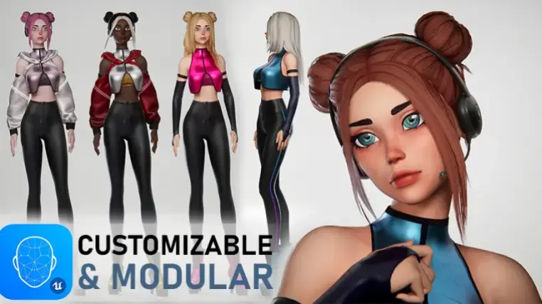 Streamer girl. Sci-fi stylized toon webcam performer Streamer girl. Sci-fi stylized toon webcam performer