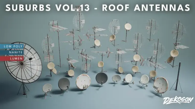 Suburbs VOL.13 - Roof Antennas (Nanite and Low Poly)