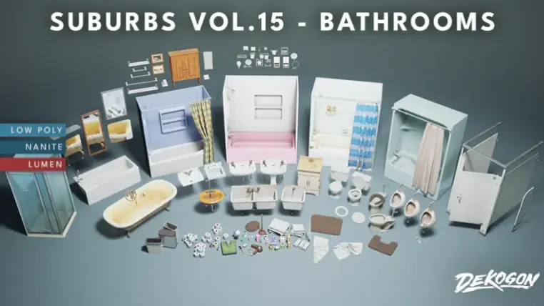 Suburbs VOL.15 - Bathroom (Nanite and Low Poly)