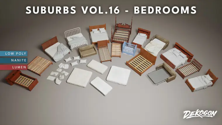 Suburbs VOL.16 - Bedroom (Nanite and Low Poly)