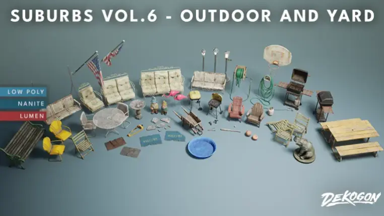 Suburbs VOL.6 - Outdoor and Yard (Nanite and Low Poly)