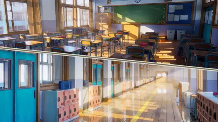 Cartoon anime Japanese school