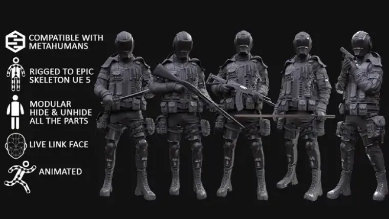 Man - Military Outfit 5 - Modular - Rigged - Animated