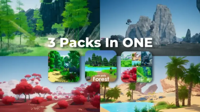 Stylized Landscape 5 Biomes + Stylized + Low poly forest : Orasot Bundle