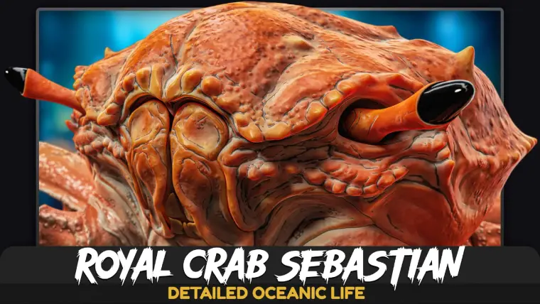Royal Crab - King Sebastian - Rock Land Creature - Red Crustacean Monster- #18