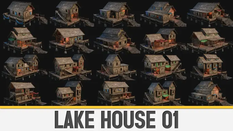 LAKE HOUSE 01 with INTERIORS 4K PBR