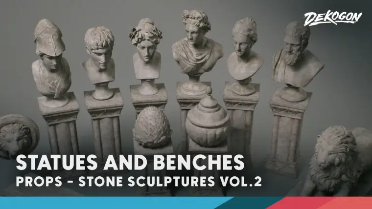 Stone Sculptures VOL.2 - Statues and Benches (Nanite + Low Poly)