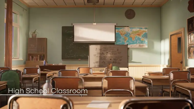 High School Classroom Environment ( High School Liceum Class Room College 3d )