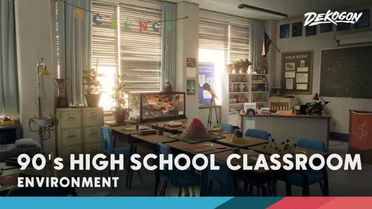 High school Science Lab Classroom - 90's themed (Day/Night Lighting)