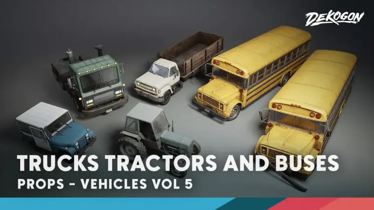 Vehicles VOL.5 - Trucks, Tractors, Buses (Low Poly) Vehicles VOL.5 - Trucks, Tractors, Buses (Low Poly)