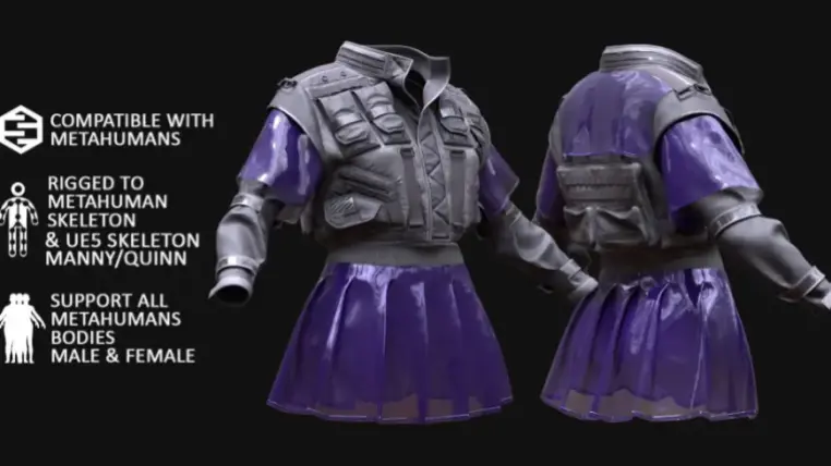 Cyber Jacket 20 - All MH Bodies & UE5 Skeletons - Rigged Cyber Jacket 20 - All MH Bodies & UE5 Skeletons - Rigged