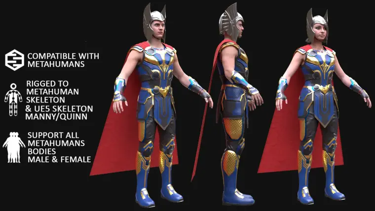 Fantasy Outfit - Male/Female MH & UE5 Skeletons - Rigged Fantasy Outfit - Male/Female MH & UE5 Skeletons - Rigged