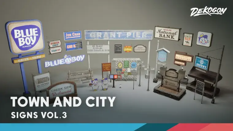 Signage VOL.3 - Small Town (Nanite and Low Poly) Signage VOL.3 - Small Town (Nanite and Low Poly)