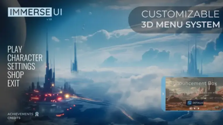 Game Main Menu - 3D UI - 3D Immerse UI