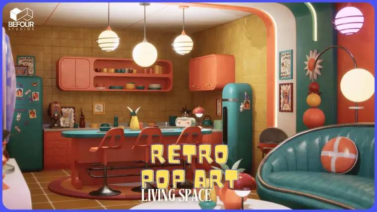 Retro Pop Art Living Space Environment