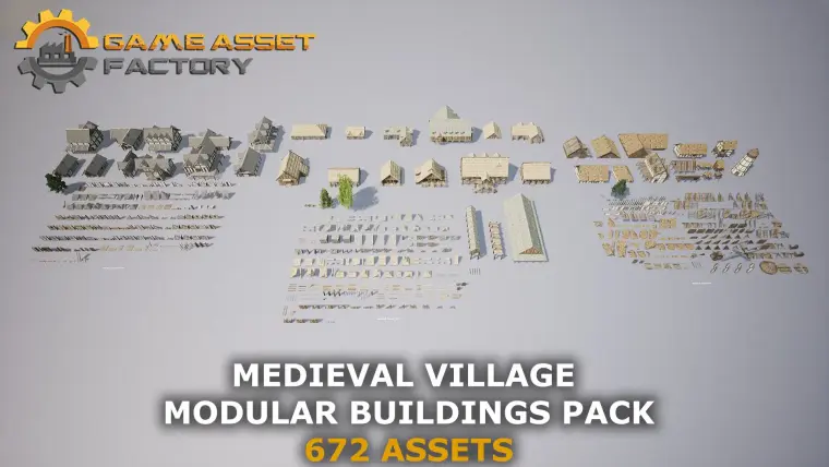 Medieval Village Modular Buildings Pack