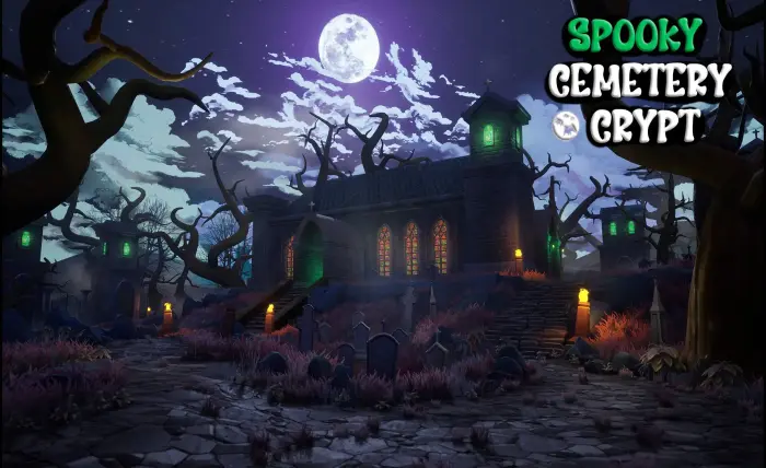 Stylized Spooky Cemetery & Crypt