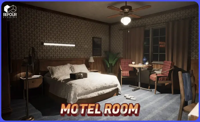 Motel Room Interior Environment (Hotel, Realistic, Environment)