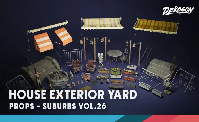 Suburbs VOL.26 - House Exterior Yard (Nanite and Low Poly)