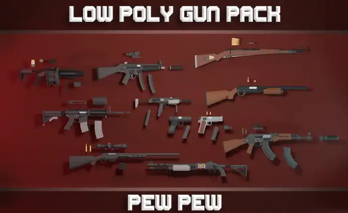 Low poly gun pack