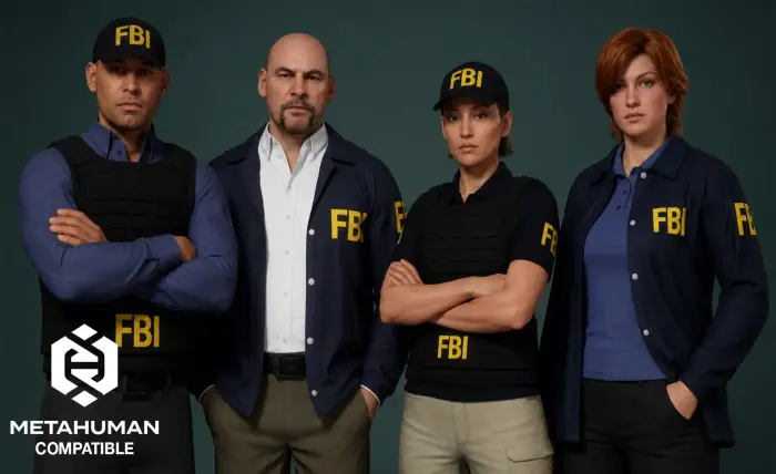 Parametric FBI Agents Clothing Pack for MetaHumans
