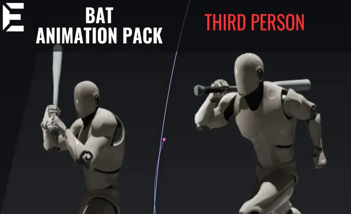 Third person | Bat animation pack | modular swings | game ready