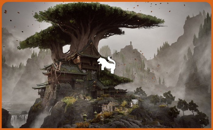 Asian Spirit Tree Temple Environment