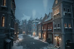 Stylized winter city environment