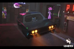 Driveable / Animated Retro Cyberpunk Hover Car 02