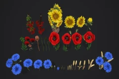 Stylized Handpainted Wildflowers Pack: Low-poly 3D Model