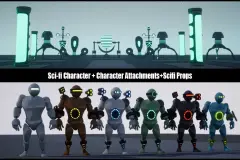 Scifi Robot + Attachments & Props