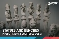 Stone Sculptures VOL.2 - Statues and Benches (Nanite + Low Poly)
