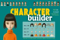 2D Character Creator Pack + 230 Pre-made 2D Characters + PSD