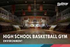 High School Basketball Gym - (Day/Night/Afternoon/Midnight Lighting)