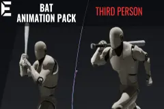 Third person | Bat animation pack | modular swings | game ready